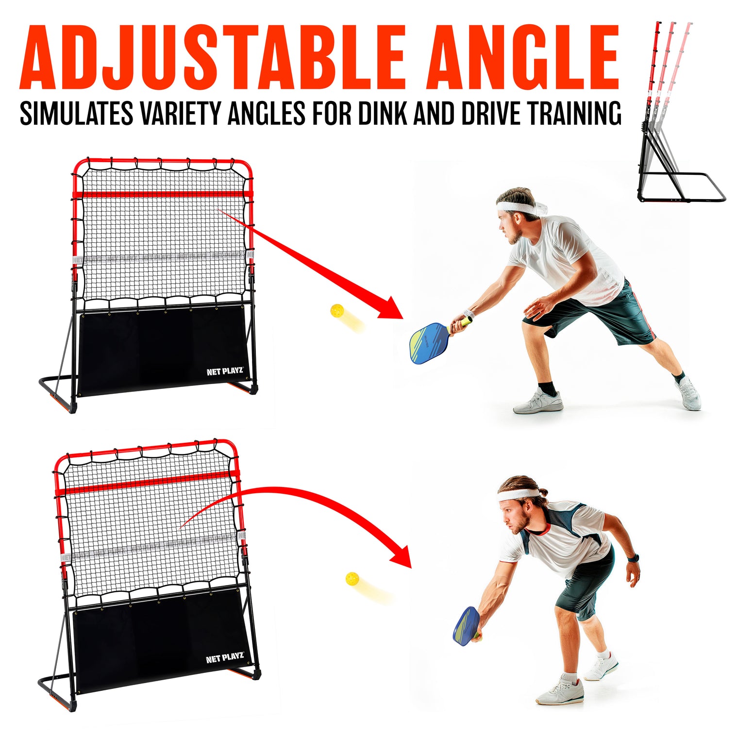 4FT PICKLEBALL REBOUNDER | SMART PLAYZ MINI adjustable benefit image, NET PLAYZ, NetPlayz, Sports Equipment Supplier, Sports Training Equipment Supplier, sports equipment manufacturers, USA, Canada, tennis training equipment, tennis training device, tennis training accessories, tennis equipment training, tennis practice equipment, tennis equipment for practice, tennis practice accessories, tennis practise equipment, tennis training aids, padel training equipment, pickleball training equipment