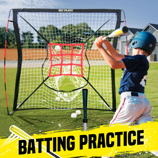 5FT POP-UP HITTING NET | EASY PLAYZ MINI main lifestyle image, BASEBALL Equipment, NET PLAYZ, NetPlayz, Sports Equipment Supplier, Sports Training Equipment Supplier, sports equipment manufacturers, United States Of America, USA, Canada, Europe, Africa, baseball training equipment, baseball training stuff, batting practice equipment, baseball batting practice equipment, batting practice devices, hitting practice equipment, baseball training aids, baseball practice equipment, baseball training tools