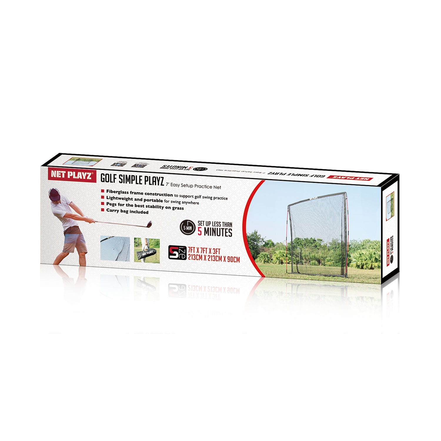 7FT GOLF PRACTICE NET | EASY PLAYZ product box packaging image, NET PLAYZ, NetPlayz, Sports Equipment Supplier, Sports Training Equipment Supplier, sports equipment manufacturers, United States Of America, USA, Canada, Europe, Africa, baseball training equipment, golf training equipment, golf practice equipment, hitting practice equipment, baseball training aids, baseball practice equipment, baseball coaching supplies, golf coaching supplies, golf training aids, golf swing training aids